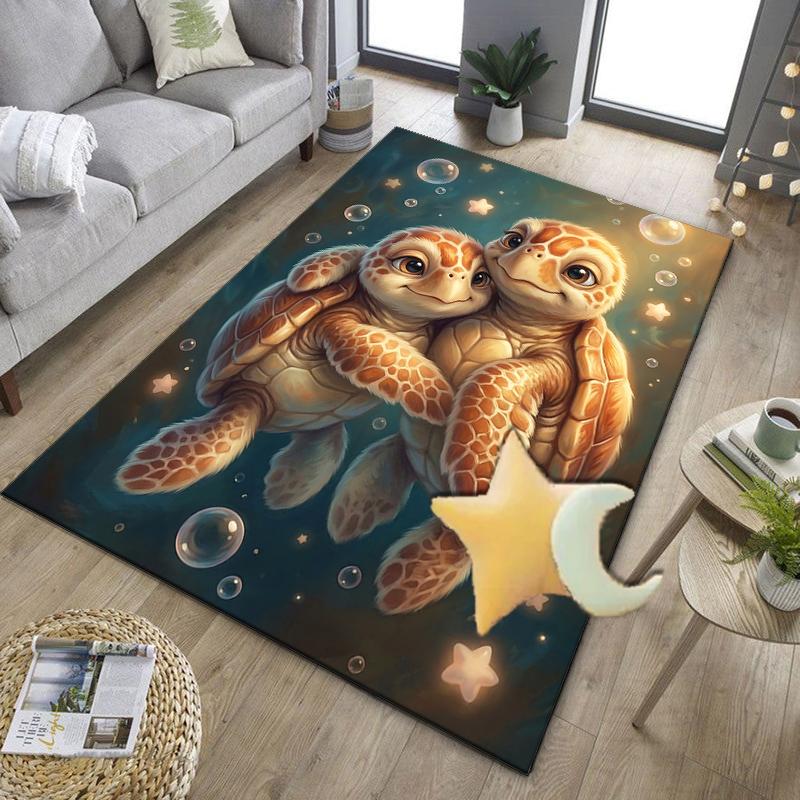 Underwater Two Sea Turtles Office Rug Chair Mat, Entryway Carpet, Suitable for Front Door, Bedroom, Living Room, Desk, Holiday Gift
