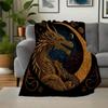 Golden Dragon Crescent Moon Wall Art PrintBlanket Flannel Throw Blanket for Sofa, Bed, Travel, Camping, Office, Couch, Chair, And Bed Gift f