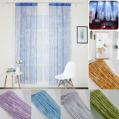 Fly Screen 100 X 200cm Hanging Door Beaded Shiny Divider Drape Valance String Curtain Tassel Line