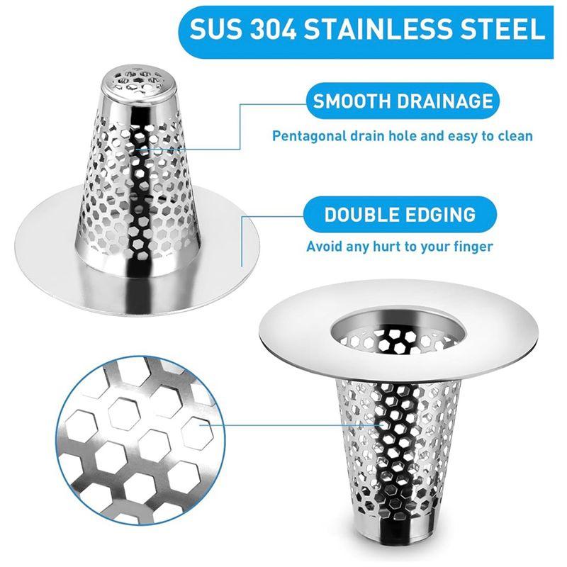 AEE2-Bathroom Sink Drain Strainers For 1.2-1.6Inch Drain Hole, 1Inch Small Conical Stainless Steel Bathtub Drain Cover