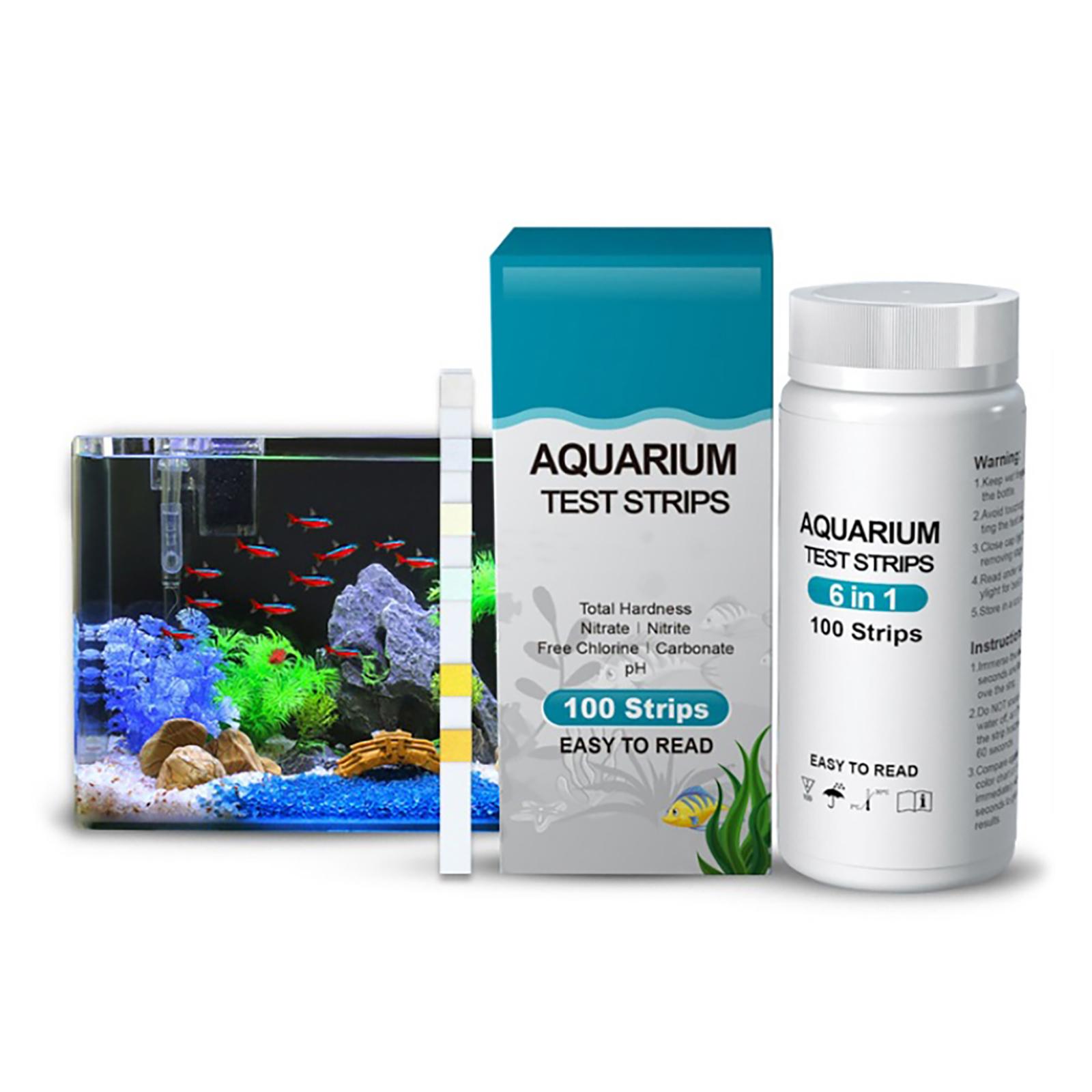 

6 In 1 Aquarium Test Strips For Test PH Carbonate Hardness Chlorine Nitrite Nitrate Aquarium Water Testing Water Quality Test 100 Strips #560