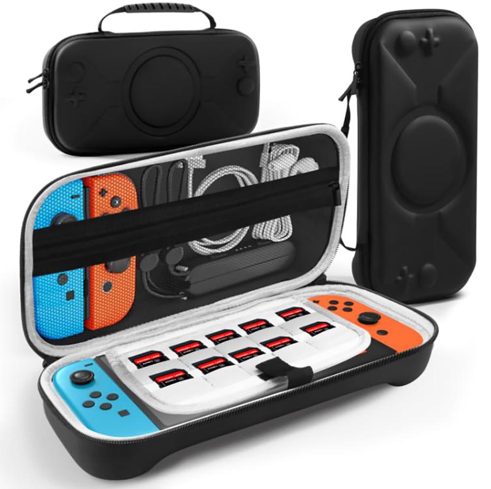 

For Switch 2 Case, Portable Hard Shell Carrying EVA Travel Game Bag with 10 Game Cartridges for Console, Joy-Con Accessories чёрный