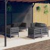 8 Pcs Garden Set with Anthracite Cushions Pine Wood