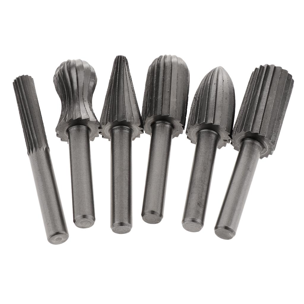 Drill Bits 6pcs 6mm 1/4 Inch Shank High Speed Steel Rotary File Burrs Bit Grinder Head Carving Tool Set Drill Bits 6pcs 6mm 1/4 Inch Shank High Speed Steel Rotary File Burrs Bit Grinder Head Carving Tool Set