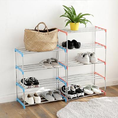 3/4-lagiges Schuhregal, zusammengebaut, einfache Installation, Aufbewahrungsregal für Haushaltspantoffeln aus Edelstahl für Zuhause