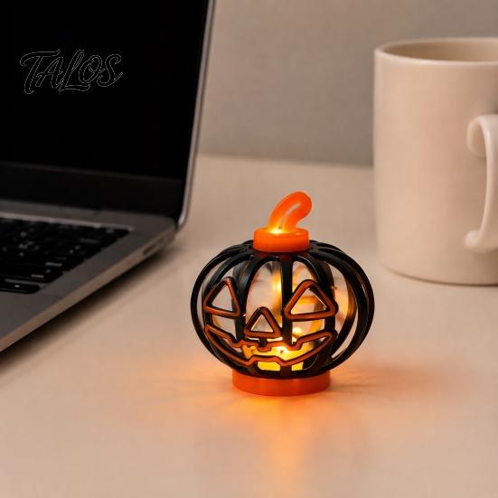 Home Window Display Ornaments Halloween Pumpkin Lantern, LED Light Up Hollow Ornament, Battery Operated Decorative Statue with Warm for Indoor Outdoor