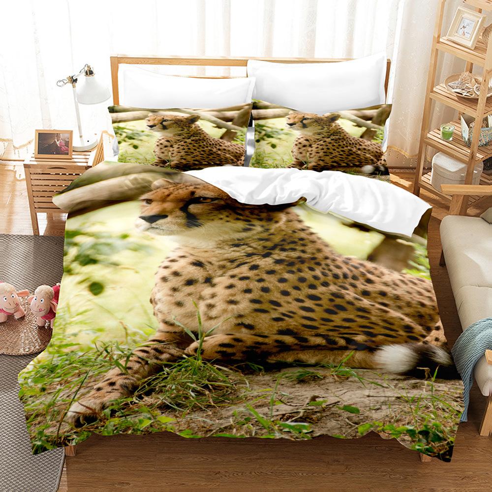 Animal, Leopard 2021 Animal 3D Printing High Definition Home Textile Bed Sheet Kit Student Dormitory Three-Piece Set
