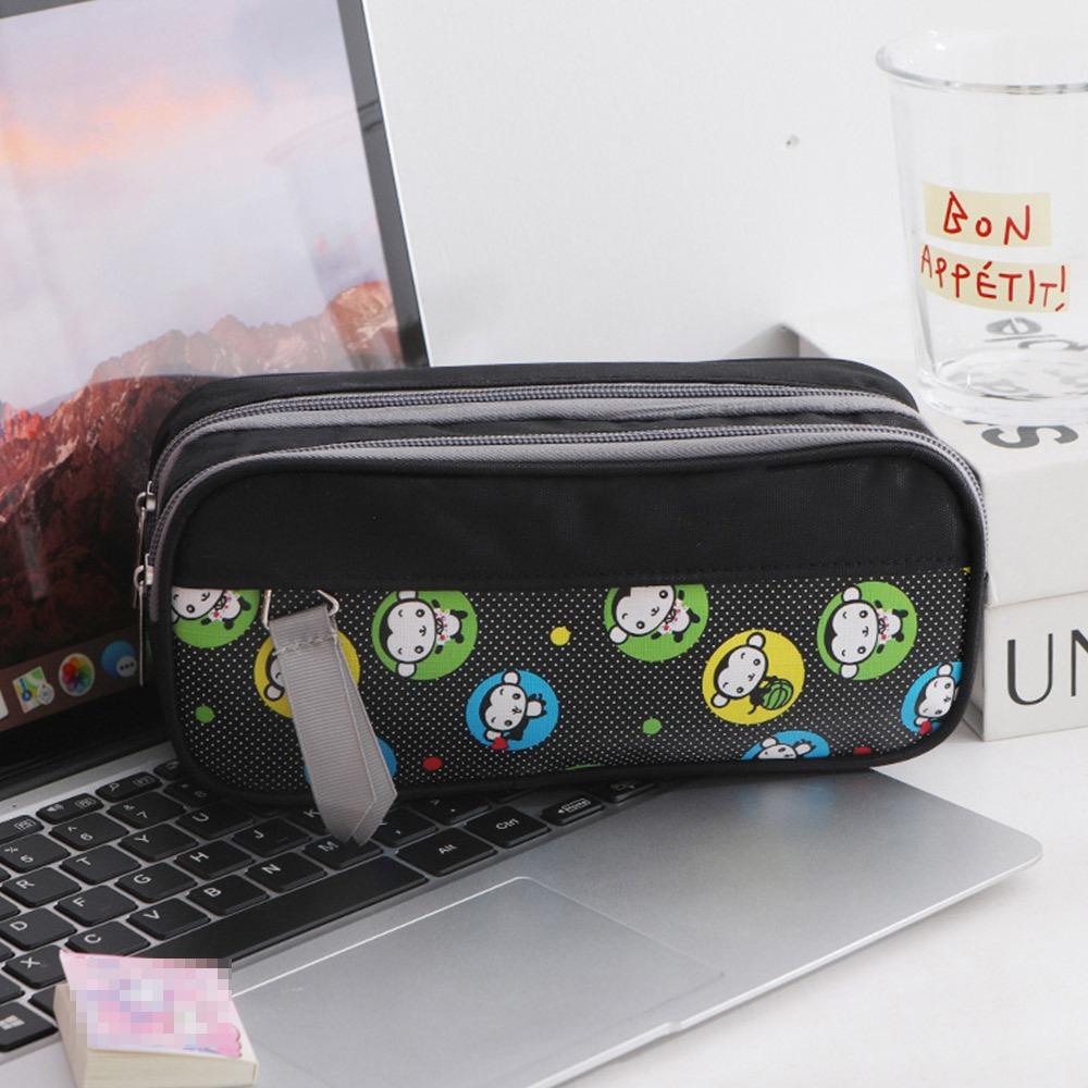 

Портативная сумка-пенал двухслойный пенал модный пенал для студента чёрный