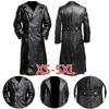 Gabardina clásica de cuero negro para oficial de uniforme masculino