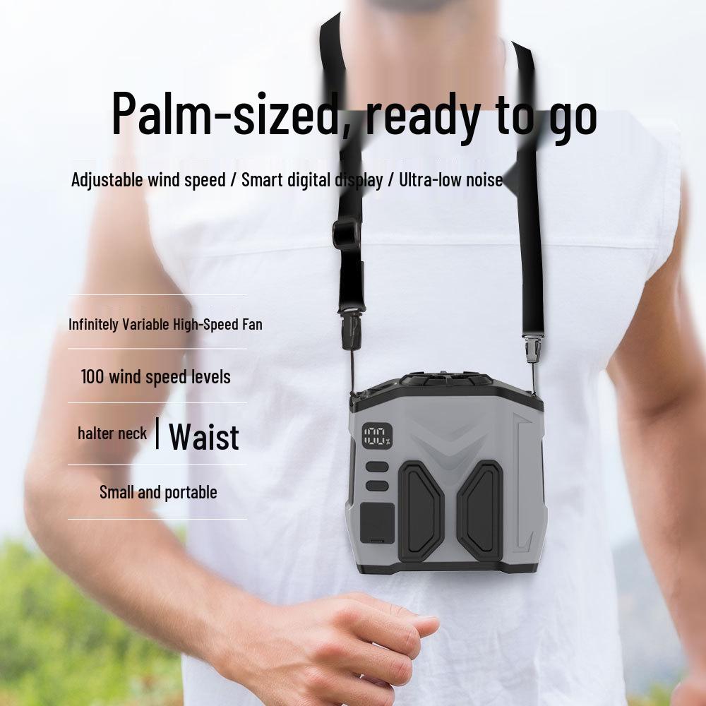Portable Cross-Body Waist Fan: Personal Small Air Conditioner for Outdoor Camping & Construction, Long Battery Life