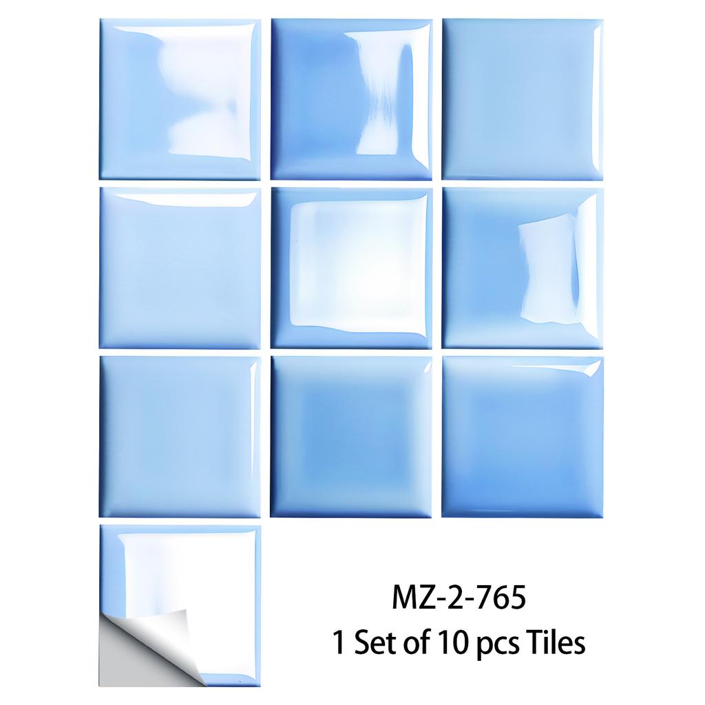 10Pcs Luxury Crystal Blue Wall Stickers Imitation Brick Bedroom Decoration Waterproof Self Adhesive Tile Wallpaper Kitchen Cupboard Decor