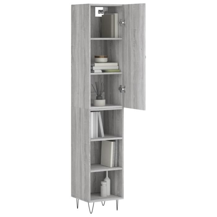 VidaXL Highboard Sonoma Grey 34.5x34x180 Cm Engineered Wood 3199015