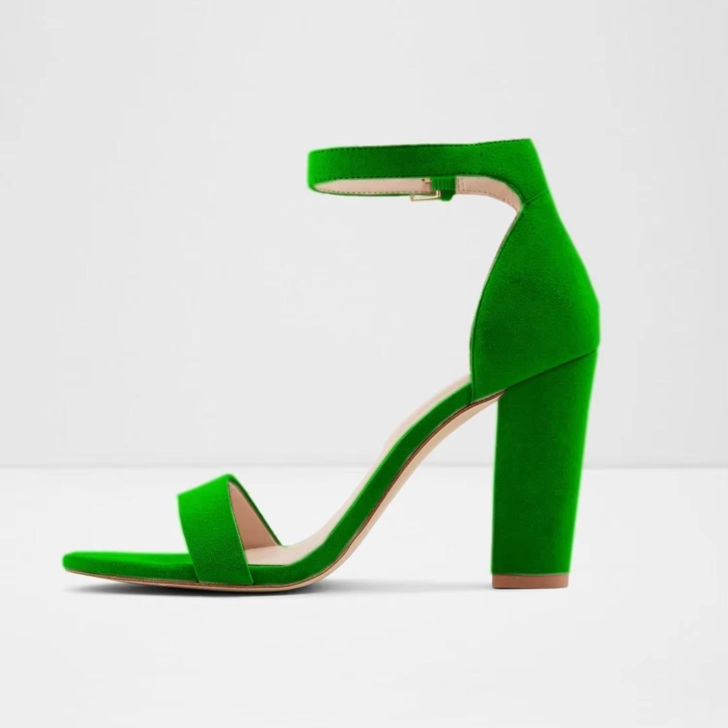 

Женские босоножки телесного цвета, гладиаторские, летние, офисные, на высоком каблуке, сандалии с пряжкой, туфли-лодочки, повседневные, женские, свадебные, туфли 35 зелёный