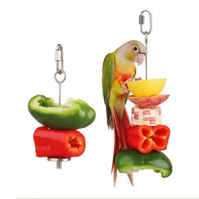 Arbitrarily Fixed Bird Feeder Stainless Steel Bird Apple Fork Toy  Parrot