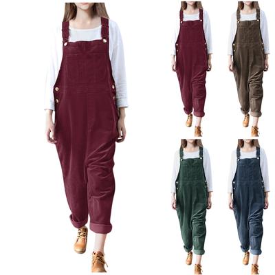 Calça feminina casual calça solta veludo macacão cargo calça casual cargo