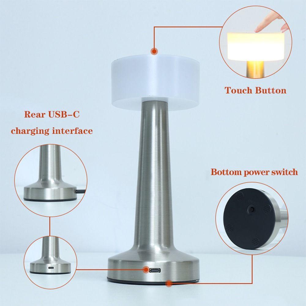 Creative Retro Table Lamp Cordless Dimmable LED Reading Lamp LED Touch Sensor Bedside Ambient Lights Restaurant Decoration