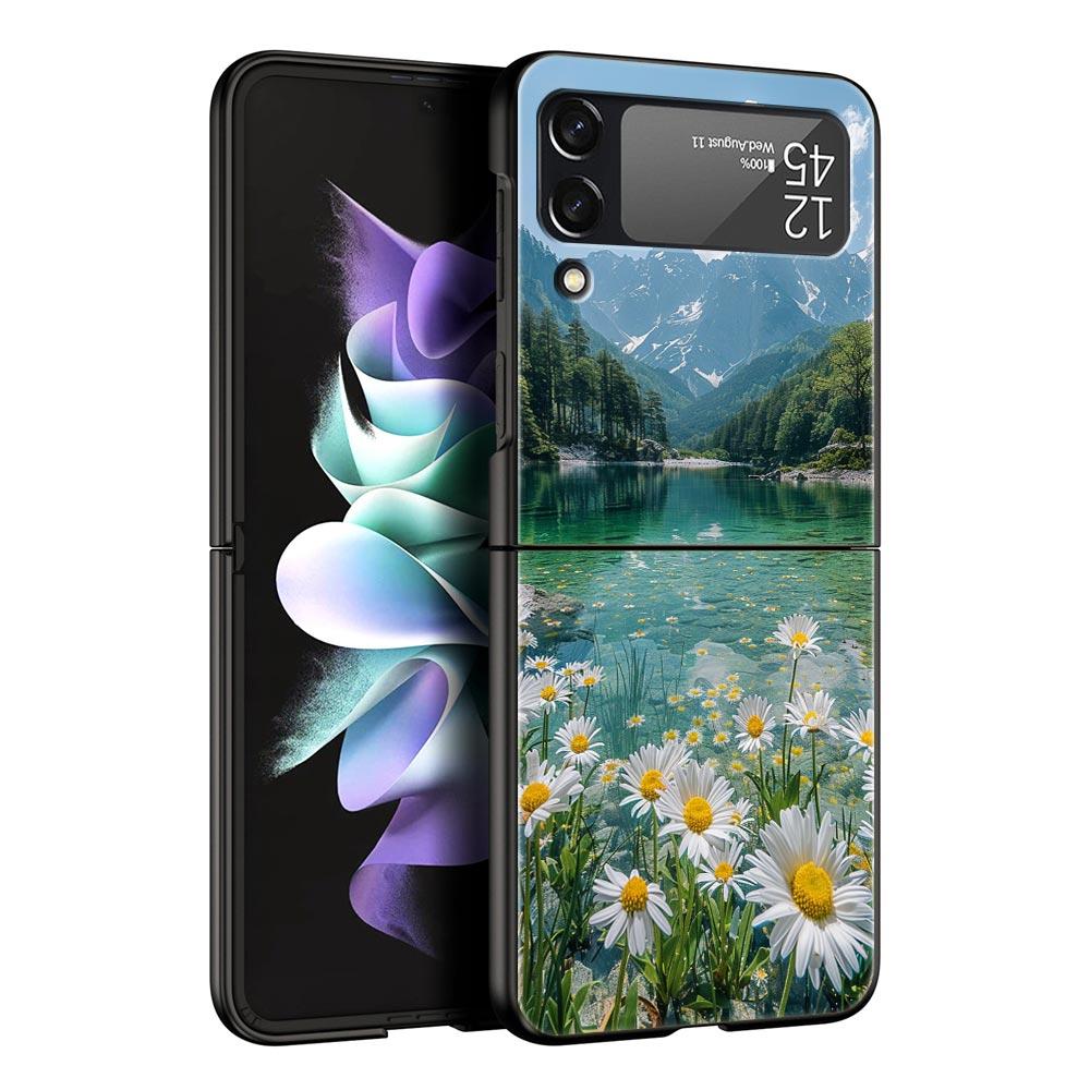cute art pretty indie hot pink Phone Case For Samsung Galaxy Z Flip3 Flip4 Flip5 PC Shell For Z Flip 3 4 5 Hard Folding Cover