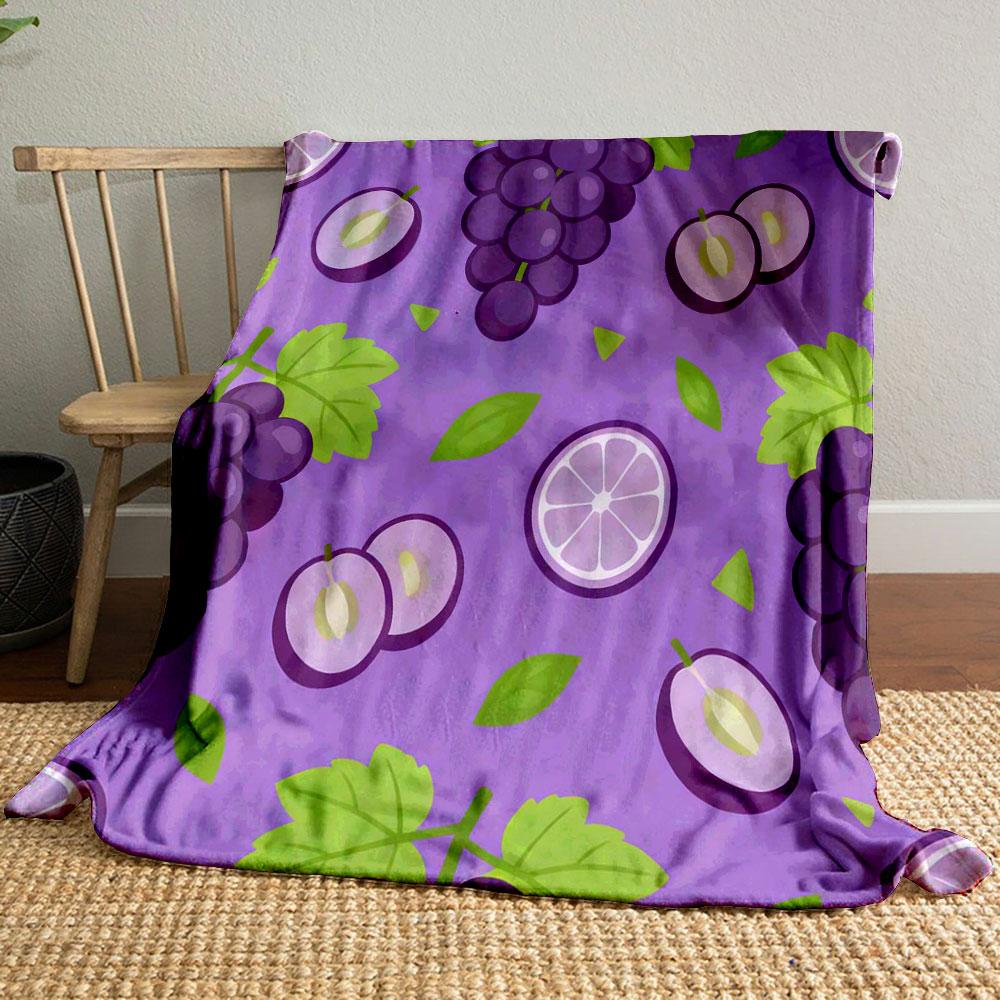 Printed with Fruit Slices and Green Leaf Style Warm Comfortable Blanket Home Travel Camping for Adults and Kids Luxury Gifts