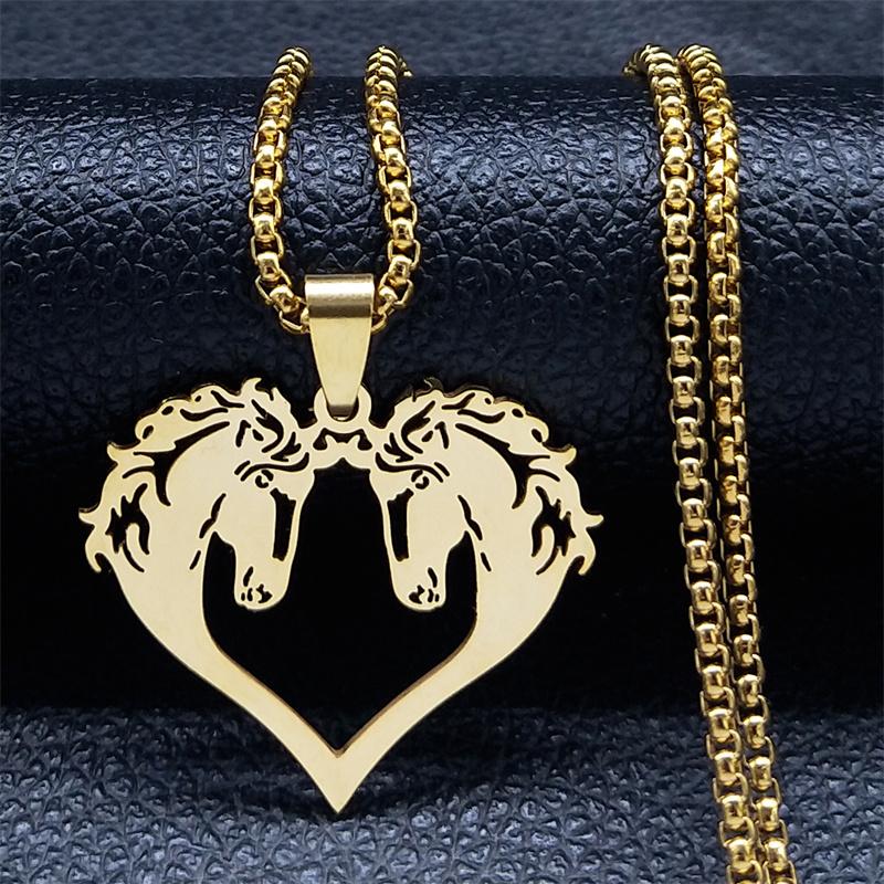 Horse Head Pendant Necklace for Women/Men Stainless Steel Animal Horse Accessories Chain Necklaces Jewelry colar masculino N2026