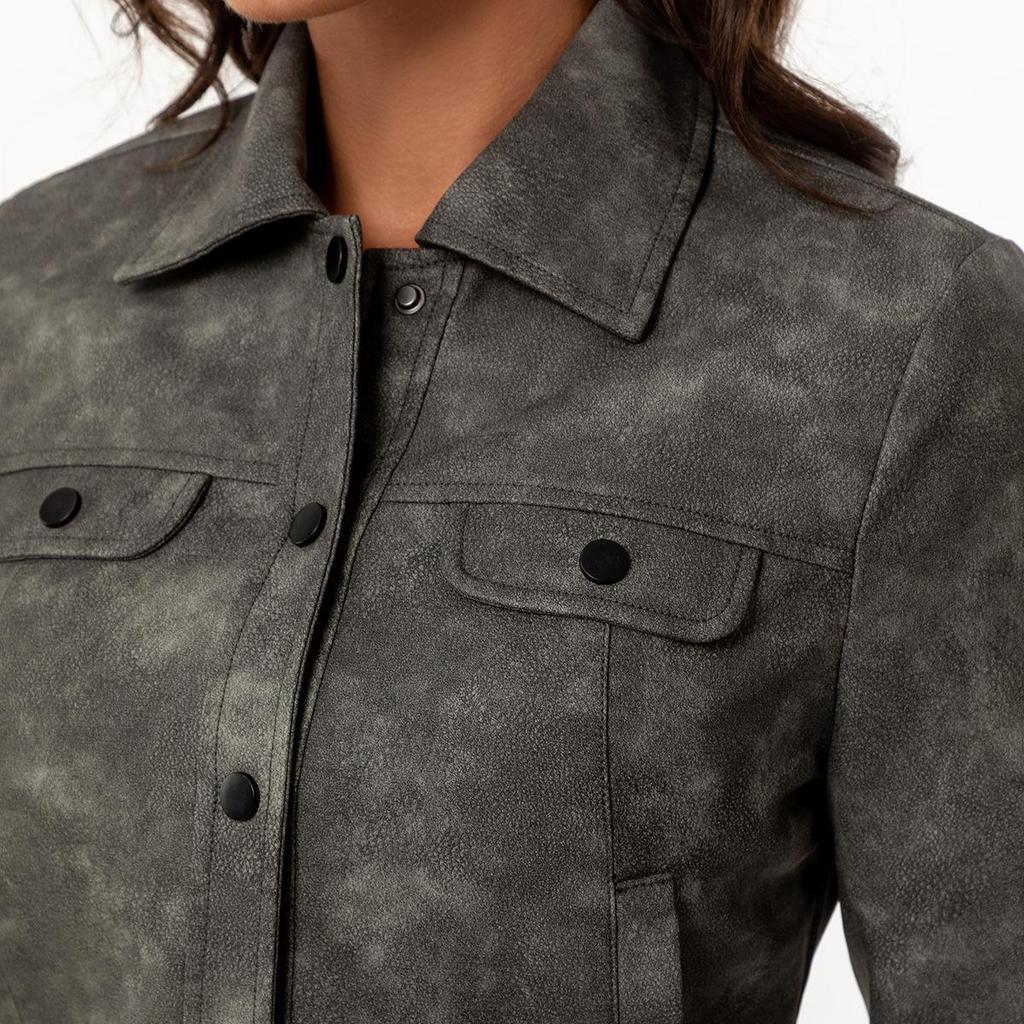 Spring and Autumn New Thin Leather Coat Women's Multi-Pocket Cardigan Casual Jacket Daily Jacket