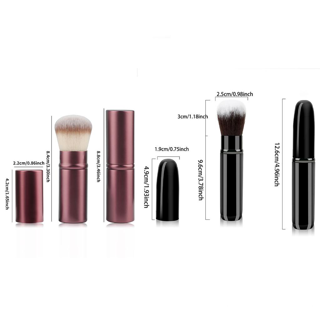 1ks Zatahovací štětec Štětec na make-up Štětec na pudr Růžový štětec Štětec na pudr Mini Multifunkční Přenosný S hliníkovou rukojetí