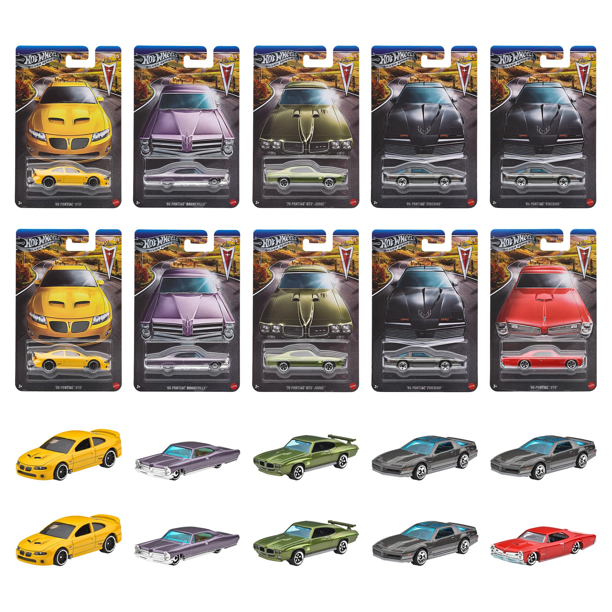 

Hot Wheels Pontiac Centennial Vehicle Toy Miniatures 10-Pack Box Set GRT01-986P Ages 3 and Up
