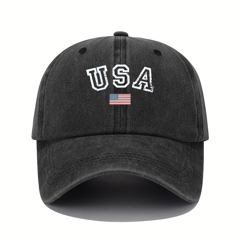The American flag printed baseball cap is an adjustable and lightweight all season hat for travel equipment Adjustable