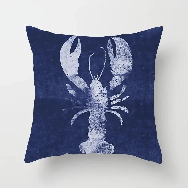 

Синий морской узор с принтом наволочка для подушки автомобиль гостиная диван наволочка роскошный домашний декор наволочка 66x66cm