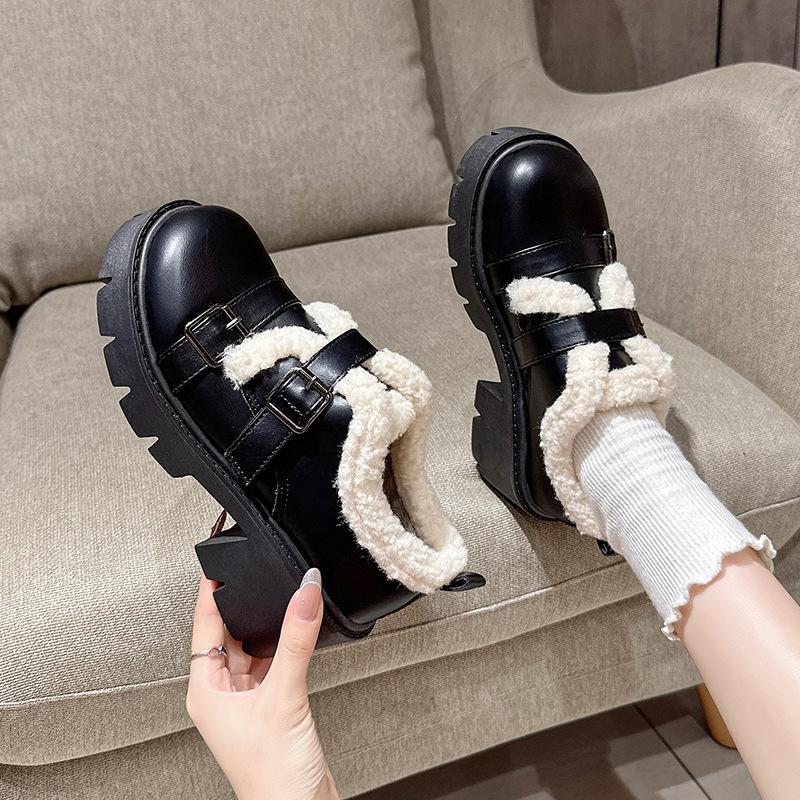Fashion versatile and comfortable cotton shoes women's autumn and winter new popular thick-soled muffin velvet warm cotton shoes