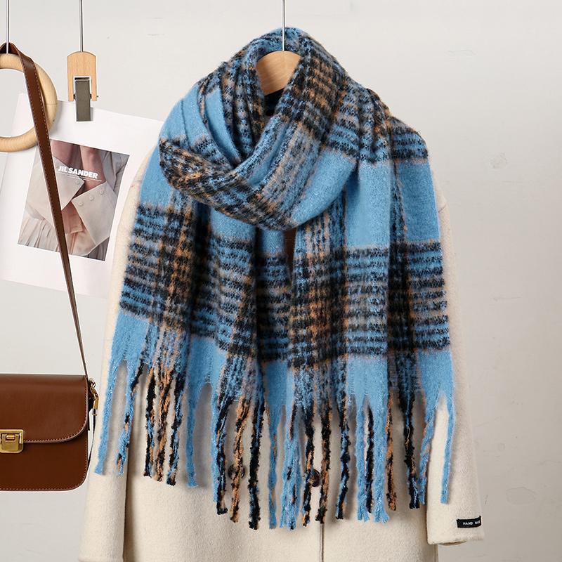 

Winter Thick Stripe Cashmere Scarf Pashmina Tassels Shawls For Woman Lady Fashion Large Wraps Soft Warm Muffler Famale Scarves