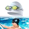 Swim Goggles & Cap Set Clear Vision Compact No Leakage Swimming Glasses violet