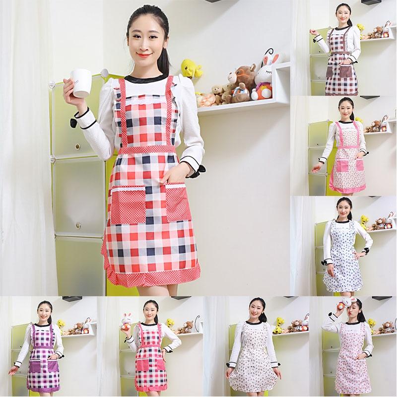 Classic Women Apron With Ruffle Pocket And Floral Roses For Kitchen And Chef Duties