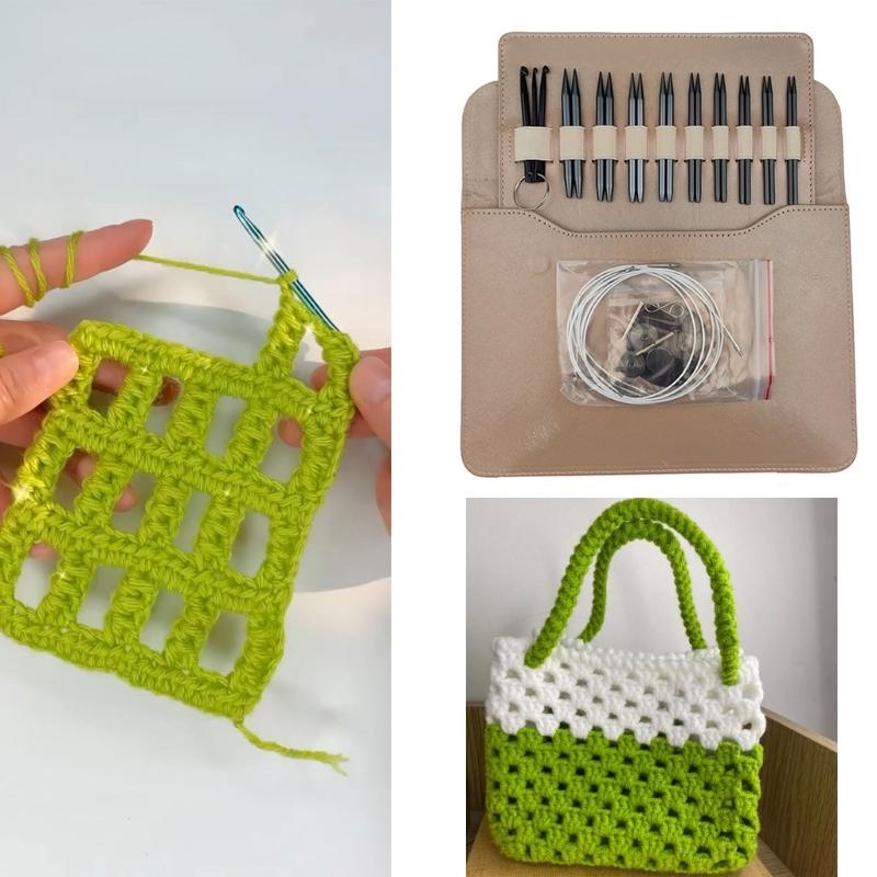 Interchangeable Circular Knitting Needle Set with Case and Accessories From 3.0mm to 6mm Knitting Needle Crochet Hook