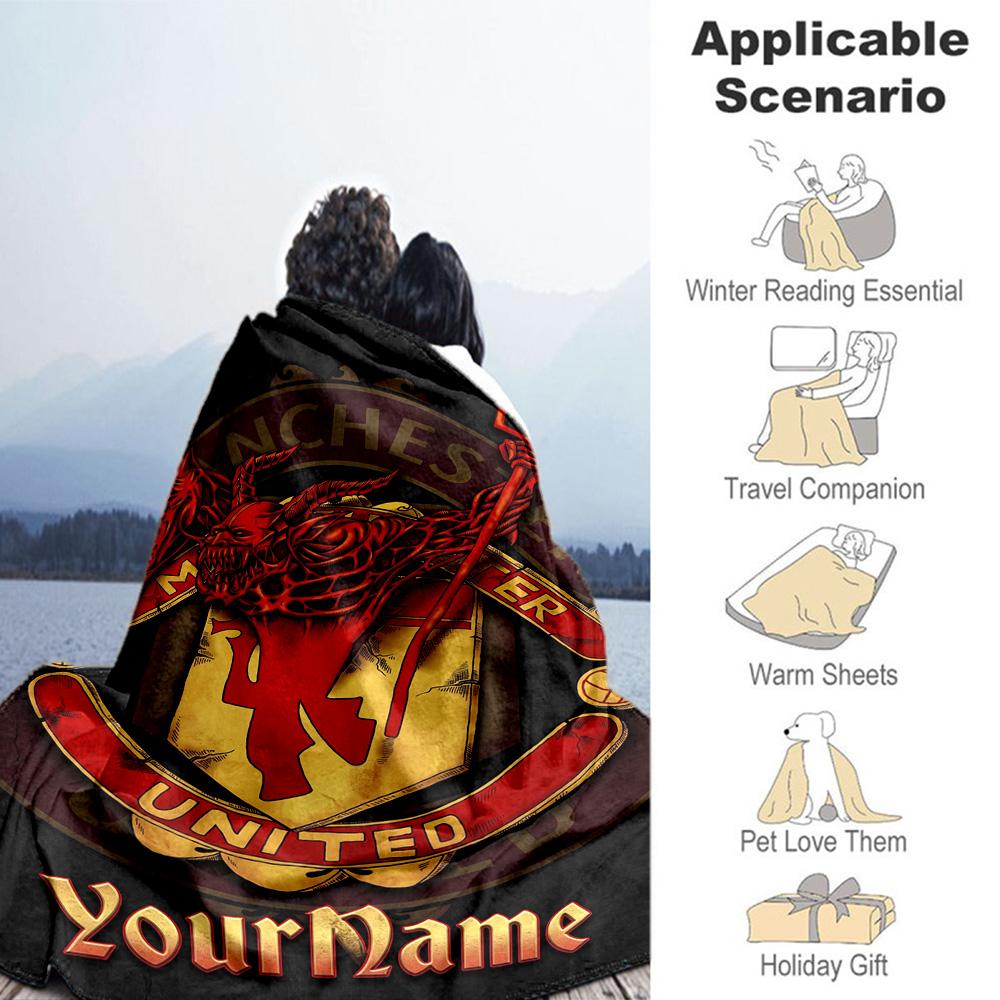Manchester Customize Your Name Blanket Multi-purpose Customizable Blanket Comfortable for Nap Livingroom Seaside Bedding Four Seasons Universal