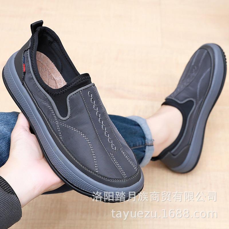 Spring and Autumn New Men's Cloth Shoes Casual and Breathable Dad Shoes Soft Sole Lightweight and Comfortable Middle and Old Stepping Shoes