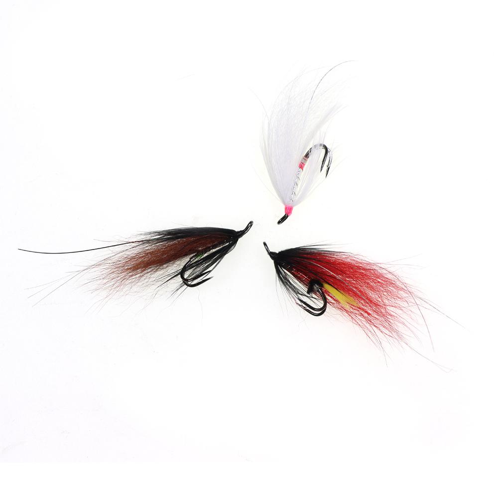 #6 Double Hook Salmon Steelhead Wet Flies, Intruder Style Fox Tail Streamer Fishing Lure, Trout Bass Bait Freshwater & Saltwater