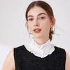 Damen Elegant Plissiert Gerüscht Falscher Kragen Abnehmbare Bluse Stehkragen Halsband Halskrause Choker Bekleidungsaccessoire