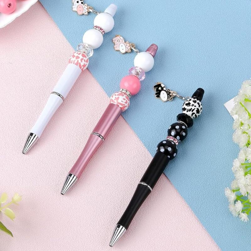 18x DIY Pen Making Kits Cute Cow Beadable Pens Kits Beadable Ballpoint Pen Writing Pen Office Supplies for Student