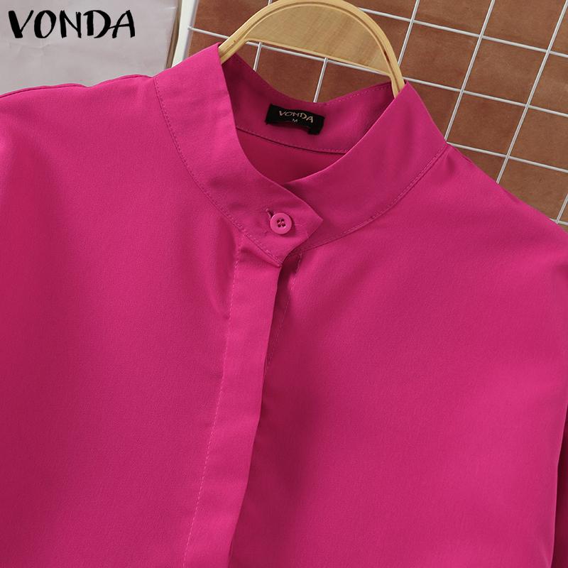 VONDA Женские винтажные блузки с длинным рукавом и воротником-стойкой