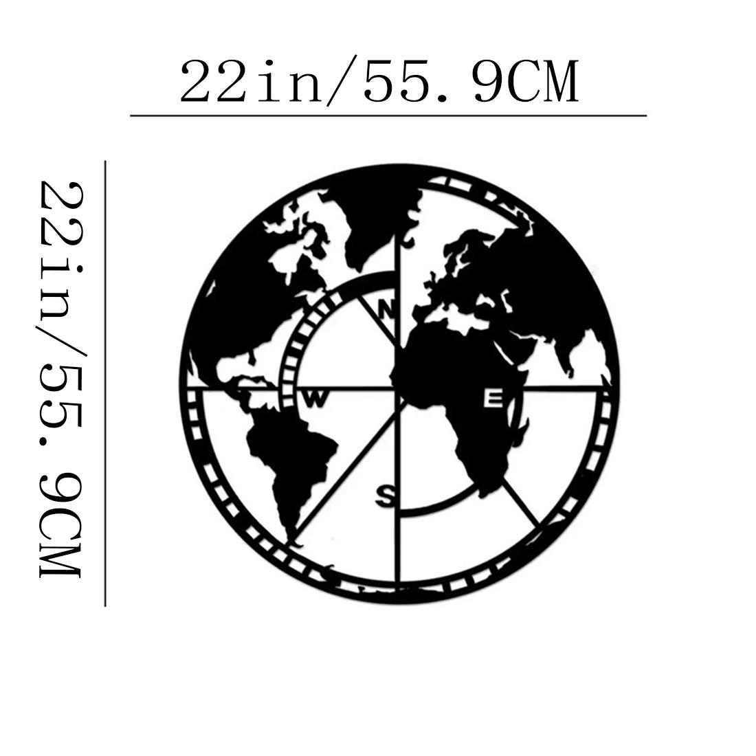 

3D металлическая карта мира, глобус, элегантное произведение искусства для настенных украшений, уникальный дизайн металлических вывесок или пространств для любителей путешествий чёрный