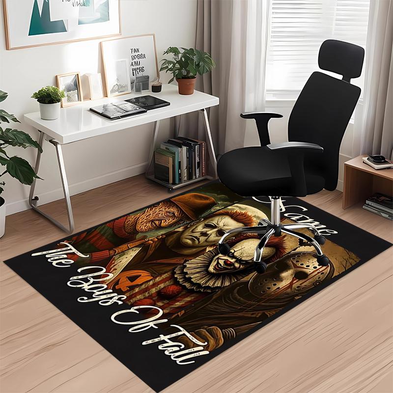 Custom Name Halloween horror Printed Carpet, for Office Chair Living Room Bedroom Kitchen Room Decor Gifts.