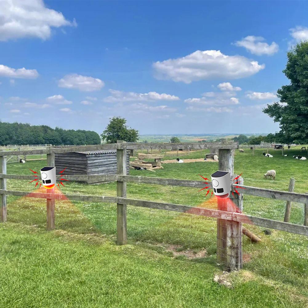 Solar Infrared Motion Sensor Alarm with Flashing Light To Deter Raccoon Deer Skunk Bear Coyote for Yard Farm Garden