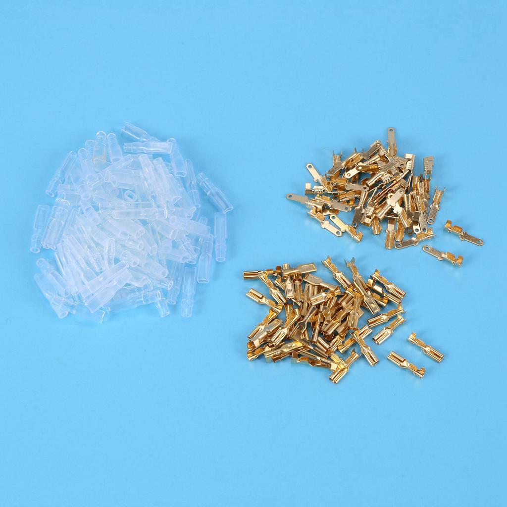 A84X-600Pcs/150Pairs Female Male Spade Crimp Terminals Sleeve Wire Wrap Connector For 22-16 Awg 2.8Mm
