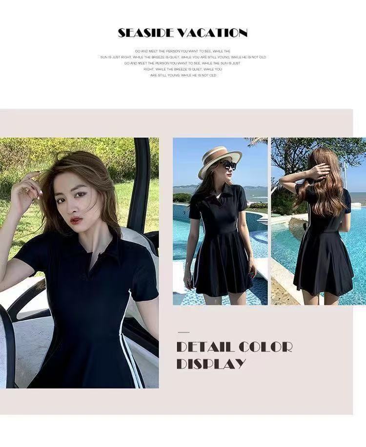 1011 new swimsuit women's summer conservative dress-style belly-covering and thin sports flat-angle student hot spring swimsuit