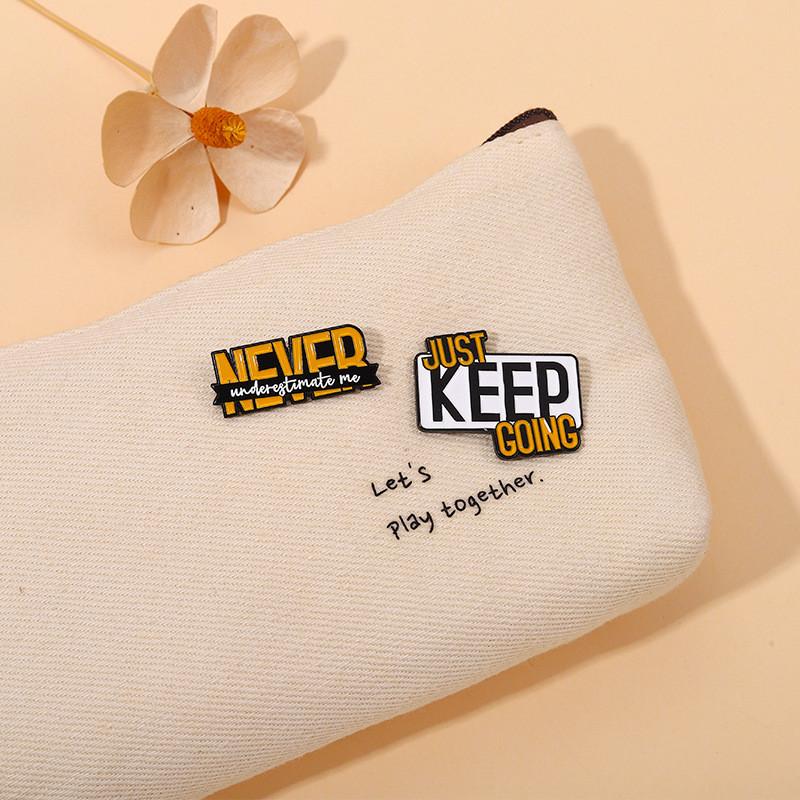 Creative Inspired Cartoon American Style Brooch Featuring Motivational Letters For Trendy Bags