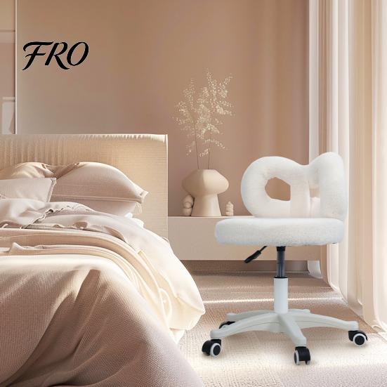Makeup Chair Swivel Vanity Chair, with Adjustable Dressing Stool Height, Plush Cover Bowknot Back Home Office