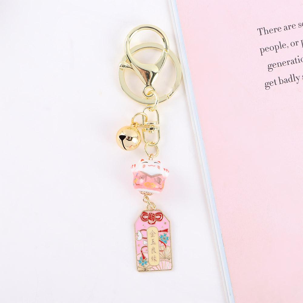 Neko Metal Backpack Pendant Mobile Decoration Lucky Cat Keychain Amulet Key Lanyard Car Keyring