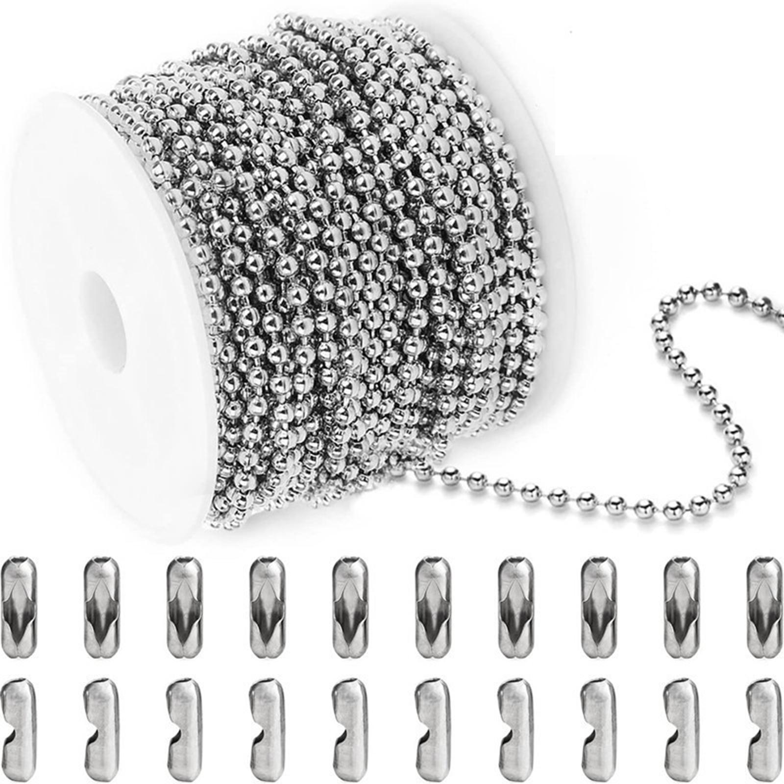 

Stainless Steel Ball Chains Adjustable Pull Chain Bead with 20 PCS Matching Connectors for Jewelry Making Rustproof 1
