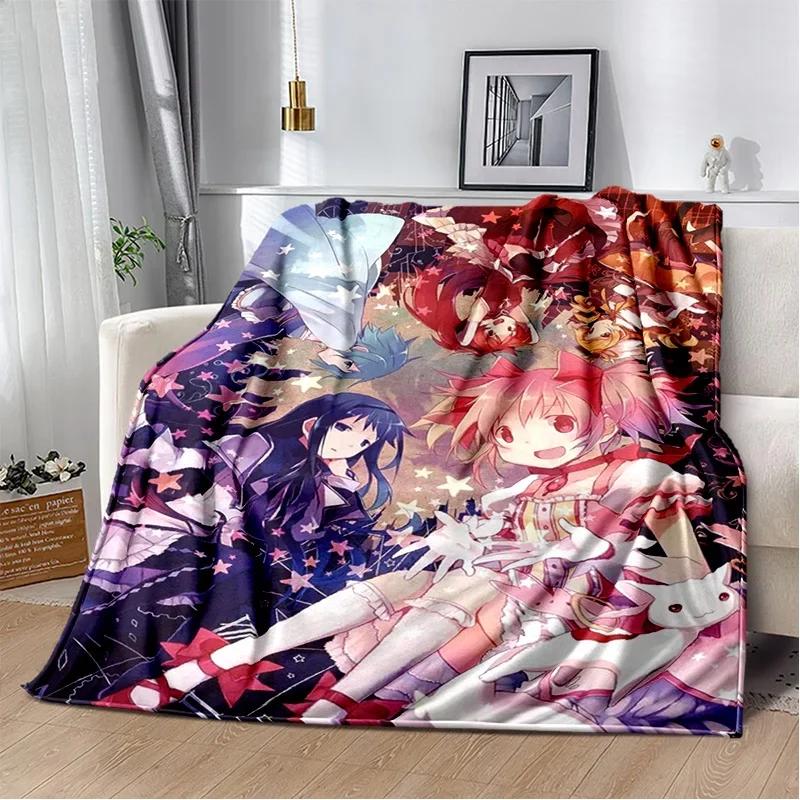 Karikatür Puella Magi Madoka Magica Battaniye, Yumuşak Atmak Battaniye Ev Yatak Odası Yatak Kanepe Piknik Seyahat Ofis Kapak Battaniye Çocuklar için