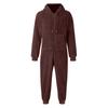 Men's Color Long Sleeve Hooded Pocket Zipper Plush Warm Jumpsuit Warm Pajamas